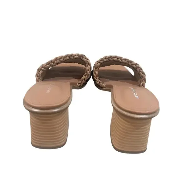 Marc Fisher Shoes Womens Size 8M Brown Alane Woven Block Heel Slide Sandals - Picture 4 of 9